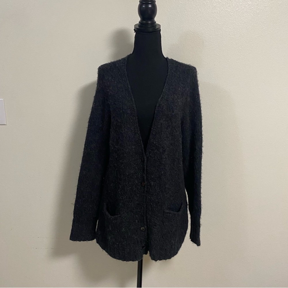 Peruvian Connection Cardigan Women Size Large Black Cotton Alpaca blend cardigan